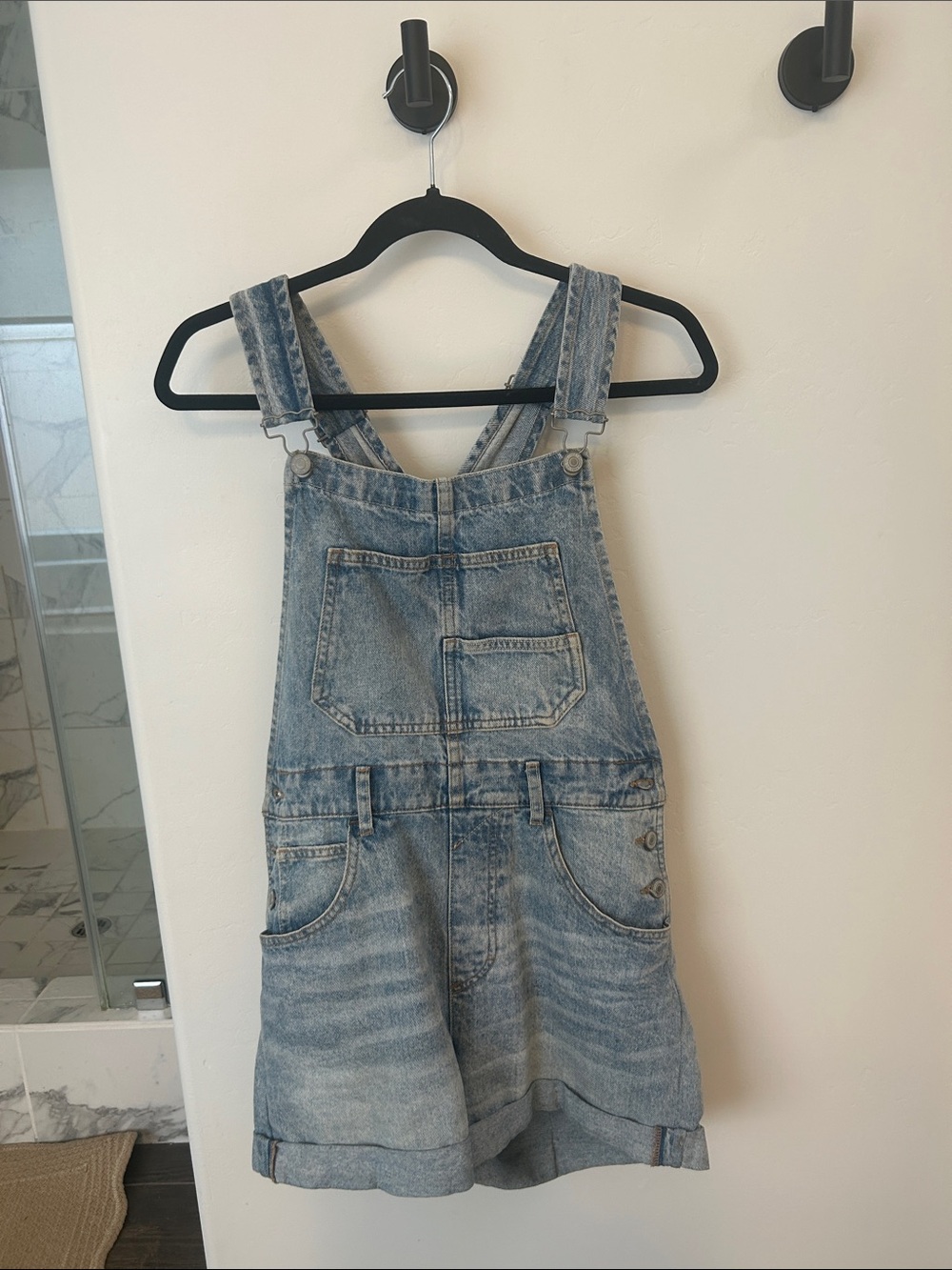 Free People Denim Blue Overall Shorts - Light Blue One-Piece